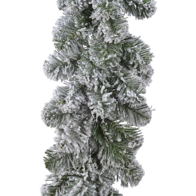 Dennenslinger - 2x - groen - met sneeuw - 270 cm - 20 cm breed - dennen guirlandes -