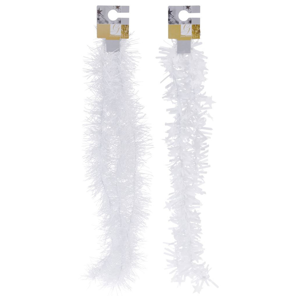 6x Witte folieslingers fijn 180 cm -