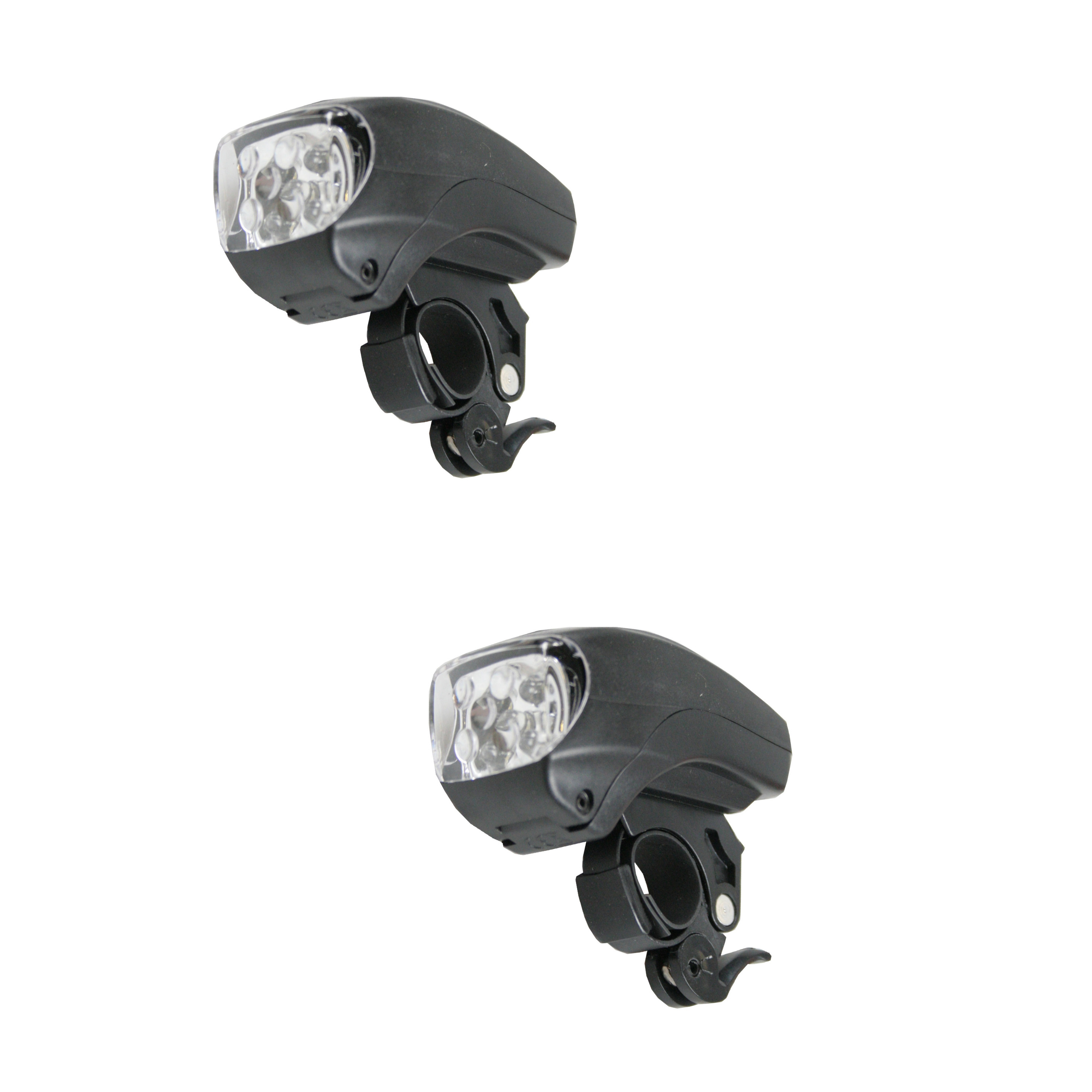 2x Fietskoplampen / voorlichten zwart LED fietsverlichting -