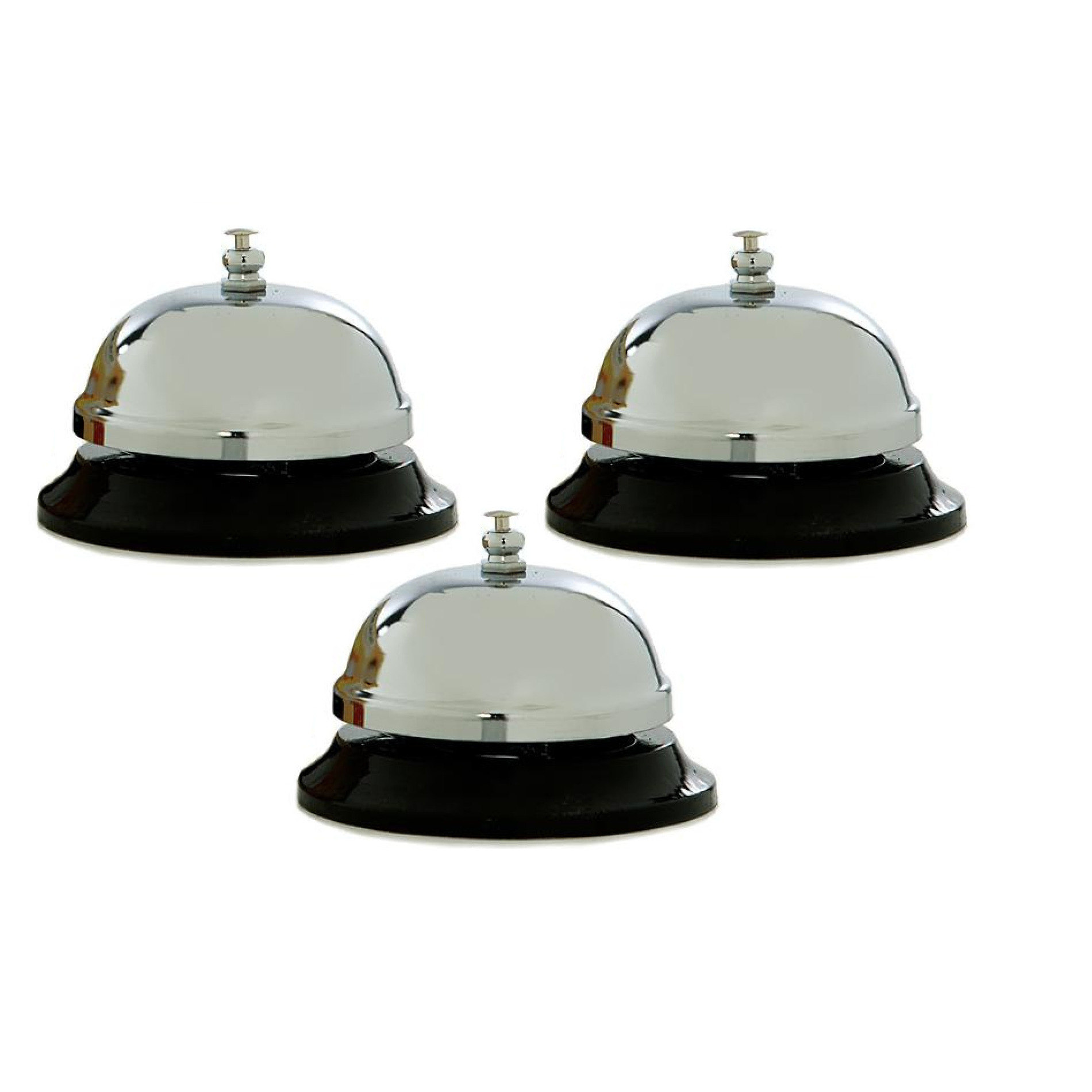 3x stuks ronde zilveren receptiebellen/ baliebellen 8,5 cm -