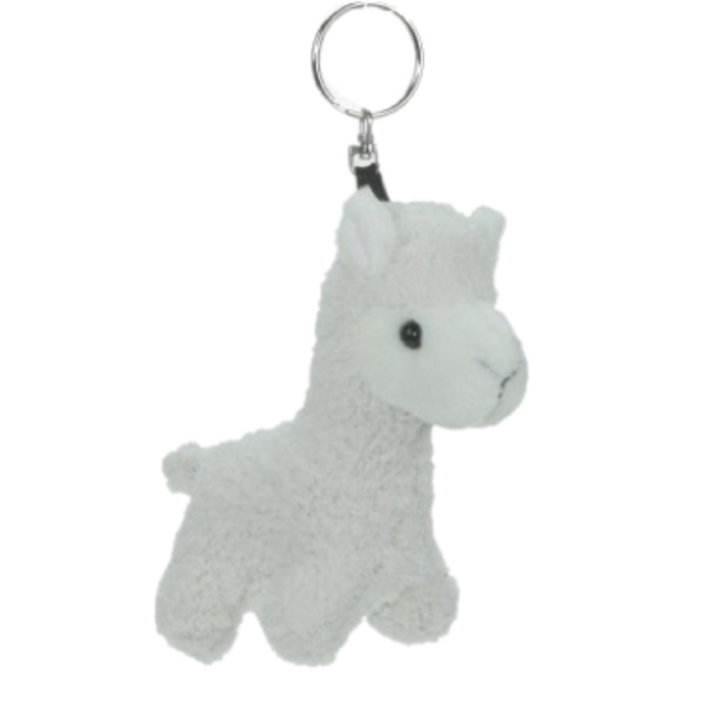 Alpaca mini knuffel sleutelhanger 12 cm wit -