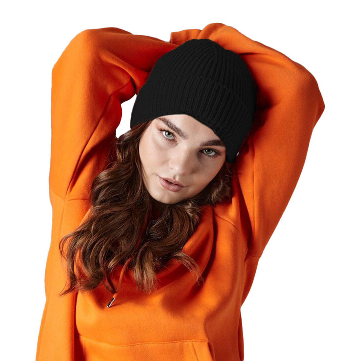 Gebreide Ribbed Beanie wintermuts - zwart - volwassenen - Polyacryl One size -