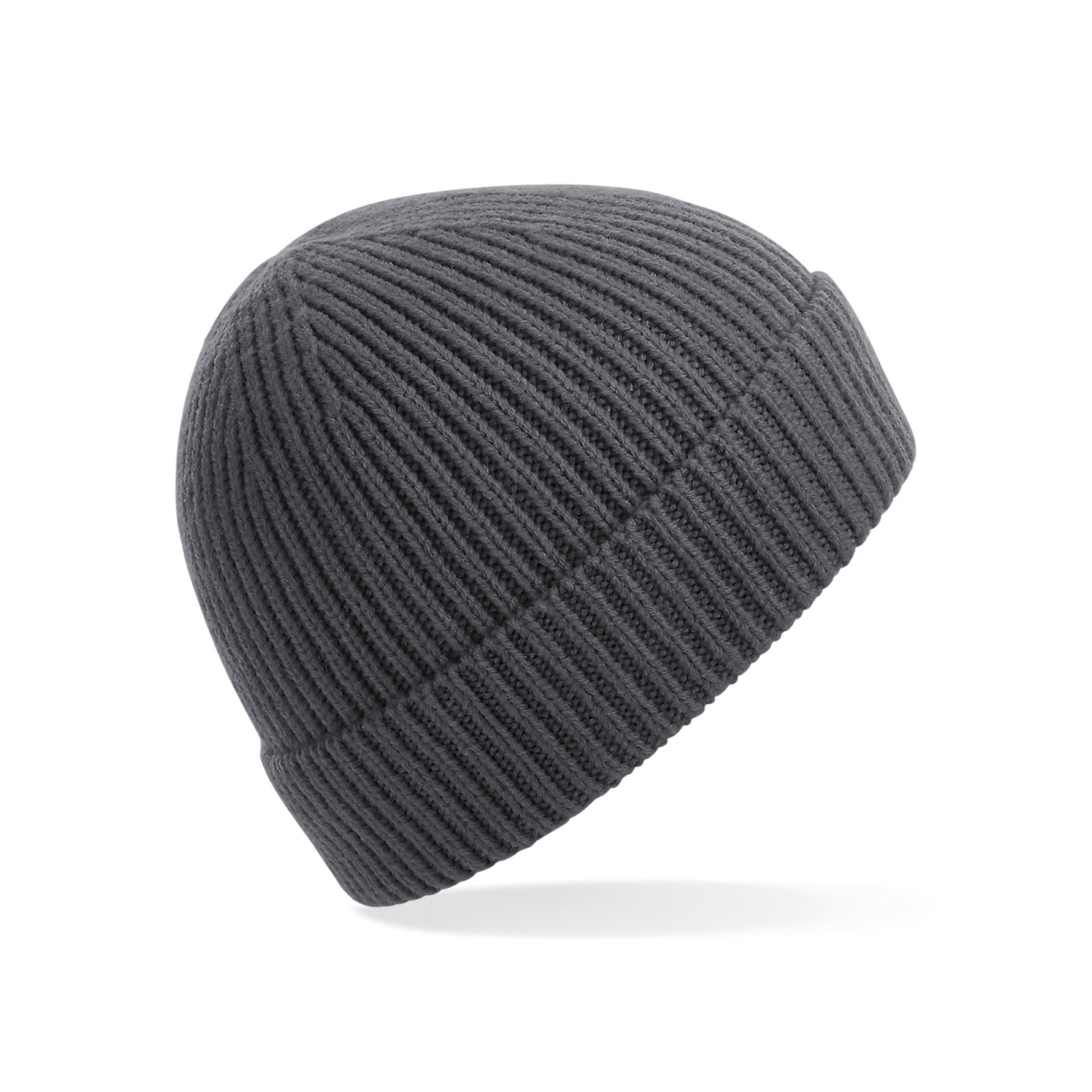 Gebreide Ribbed Beanie wintermuts - donkergrijs - volwassenen - Polyacryl One size -