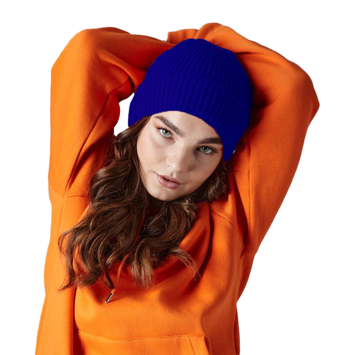 Gebreide Ribbed Beanie wintermuts - blauw - volwassenen - Polyacryl One size -