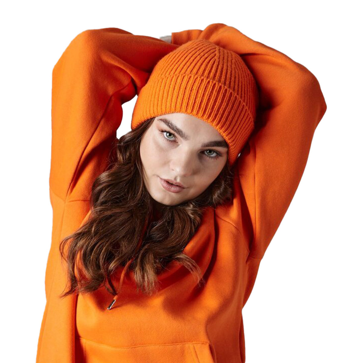 Gebreide Ribbed Beanie wintermuts - oranje - volwassenen - Polyacryl One size -