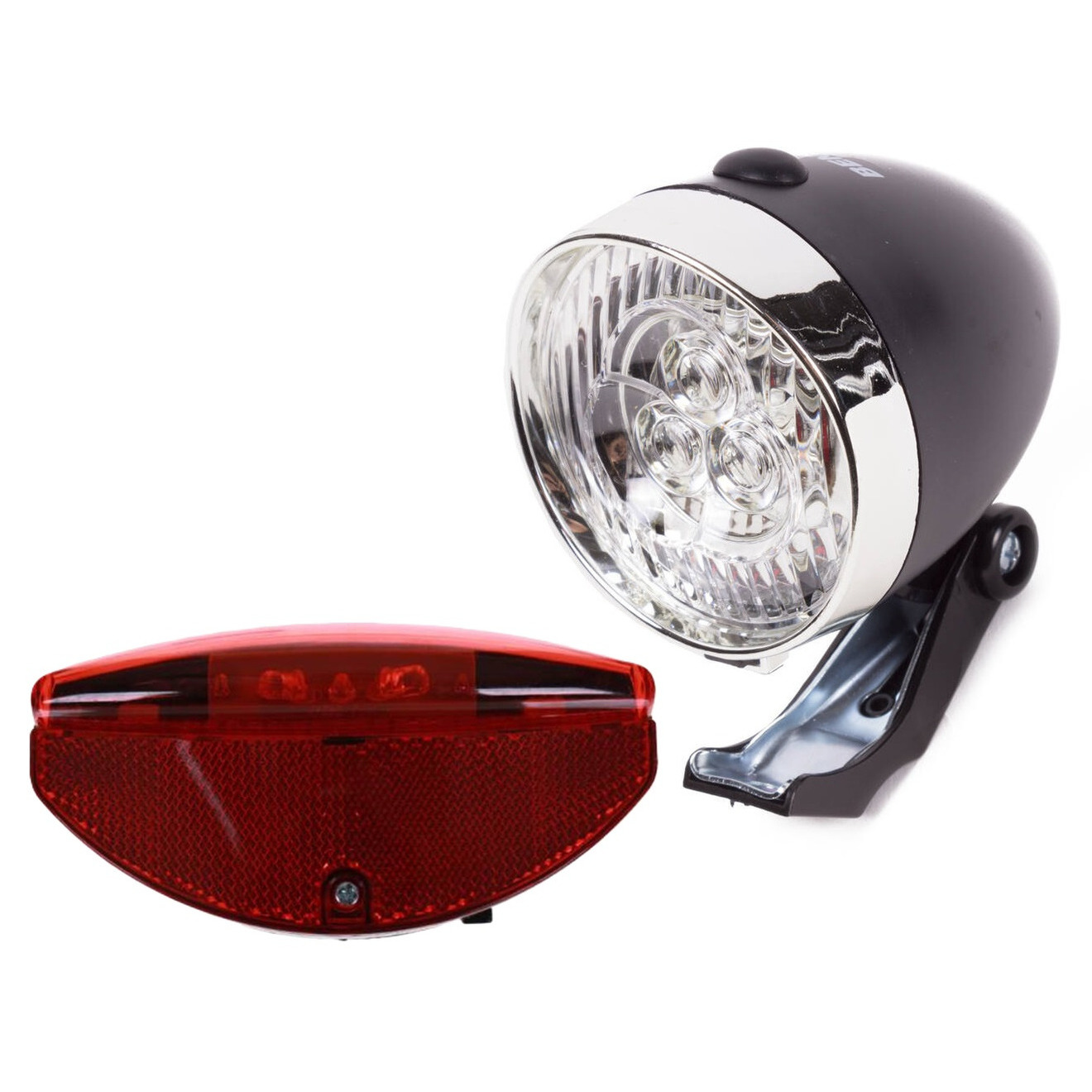 Fietsverlichting set - koplamp en achterlicht - universeel - met staartreflector -