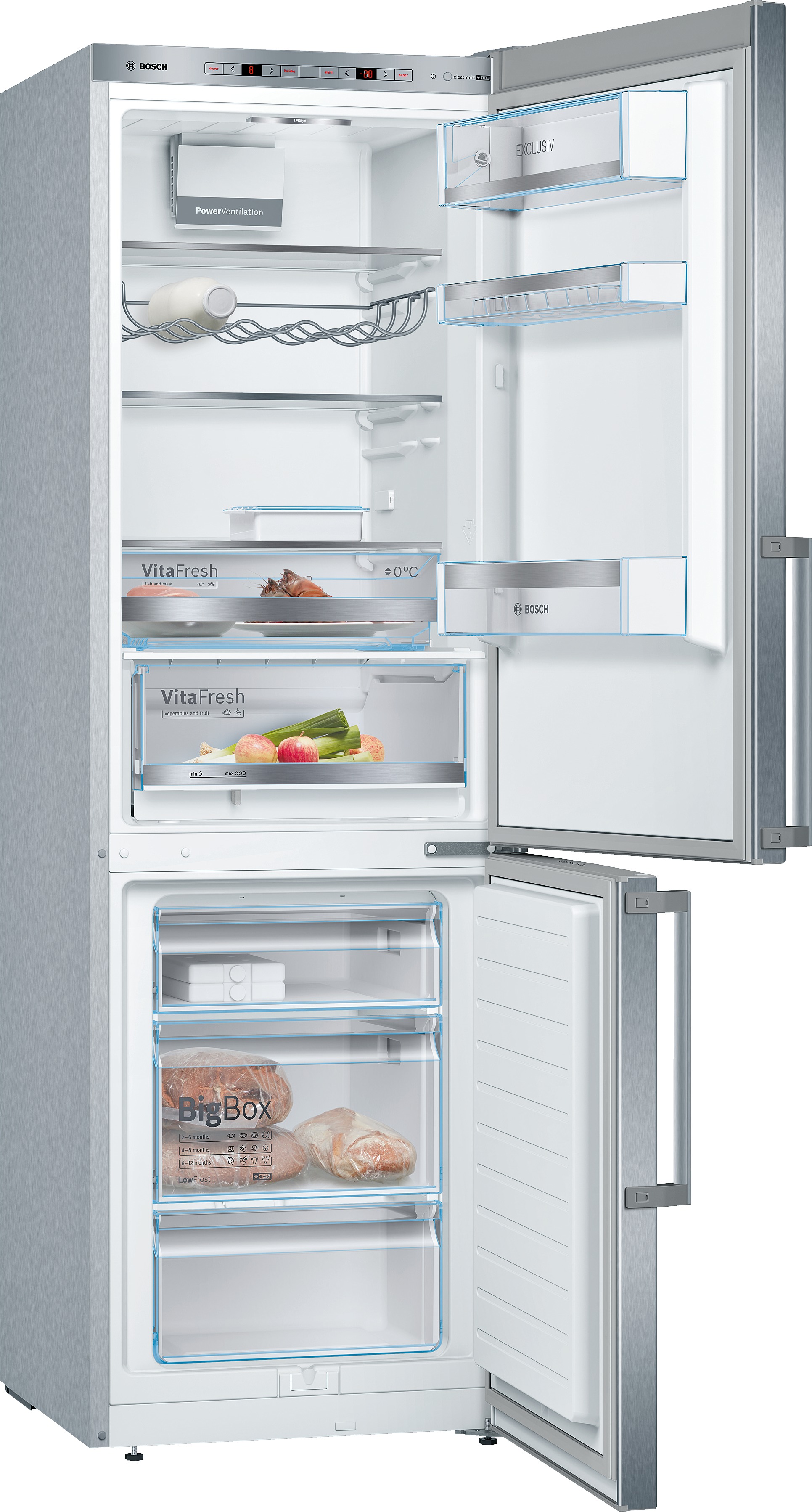 Bosch KGE36EICP EXCLUSIV Koel-vriescombinatie Zilver