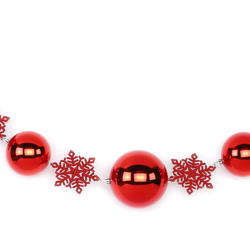 1x Rode decoratie slingers met kerstballen en sneeuwvlokken 116 cm -