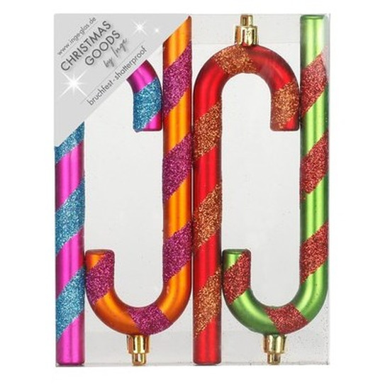 Inge goods Kersthangers - 4x - zuurstokken - gekleurd - 14 cm -