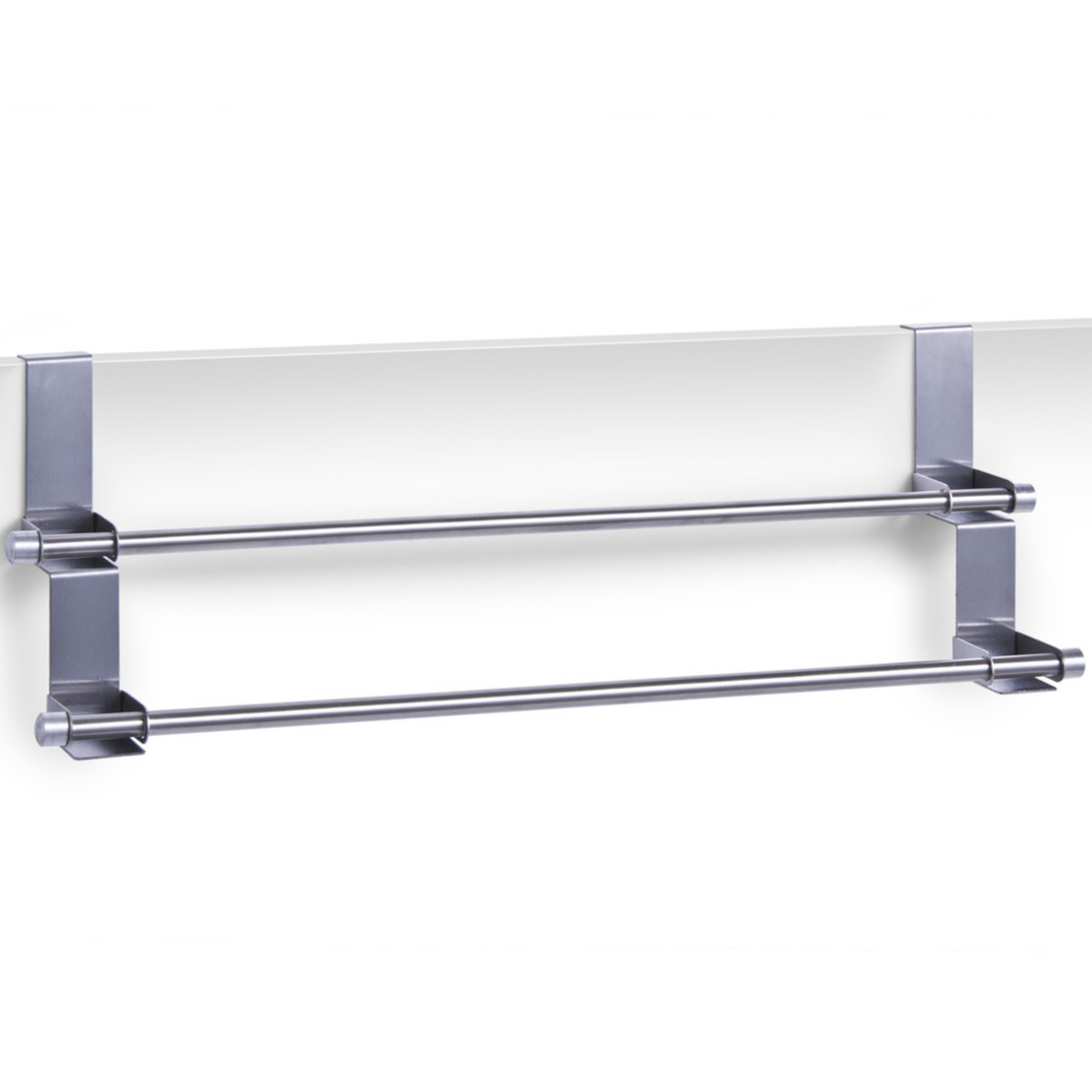 Handdoekrek - zilver - dubbele stang - 57 cm - badkamerdeur handdoekenrekken -