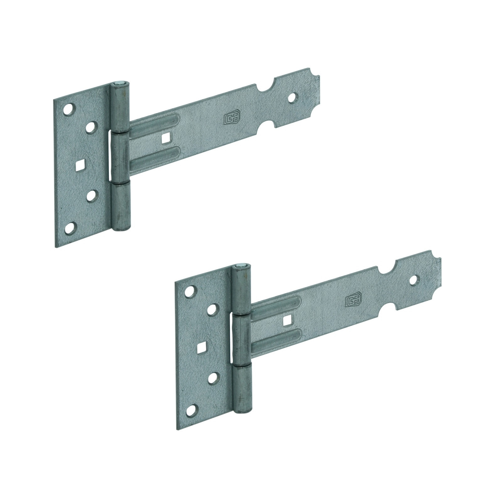 2x Poortscharnieren / hekwerk / kruisheng scharnieren staal gegalvaniseerd 40 x 3.5 cm -