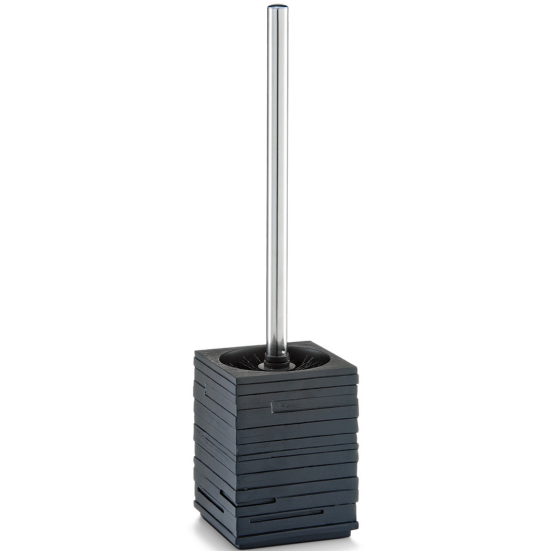 WC/toiletborstel in houder - kunststeen - zwart - 9 x H38 cm -