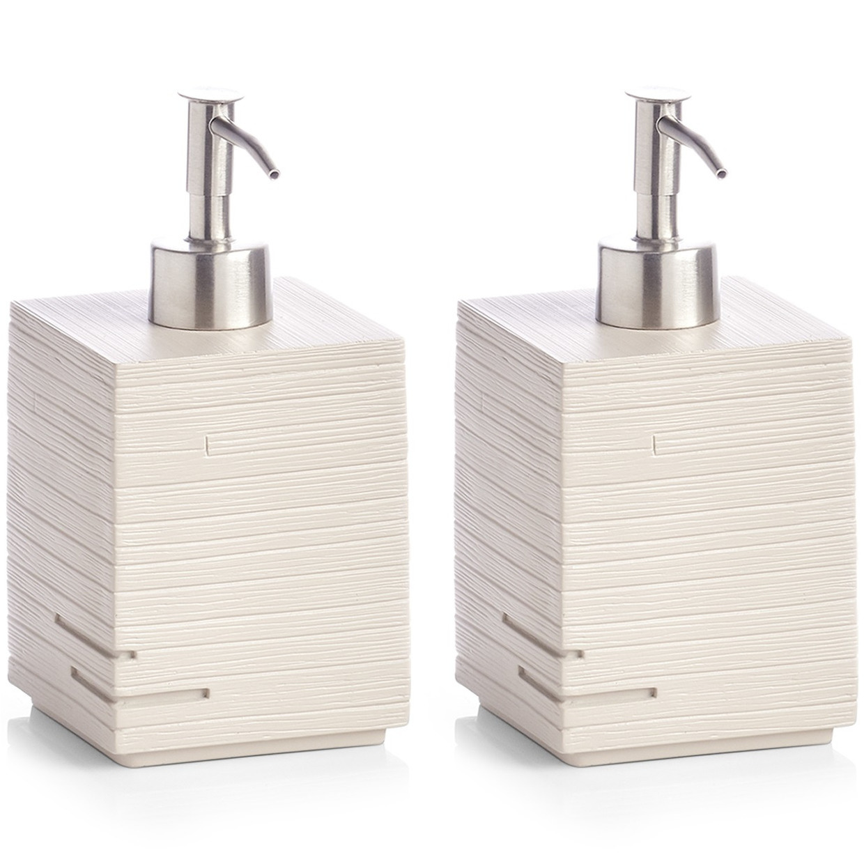 2x Zeeppompjes/zeepdispensers wit leisteen look 16 cm -