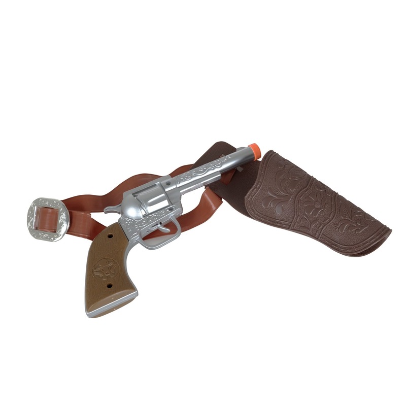 Cowboy pistool met holster - 22 cm - verkleed accessoires carnaval - pistolen - plastic -