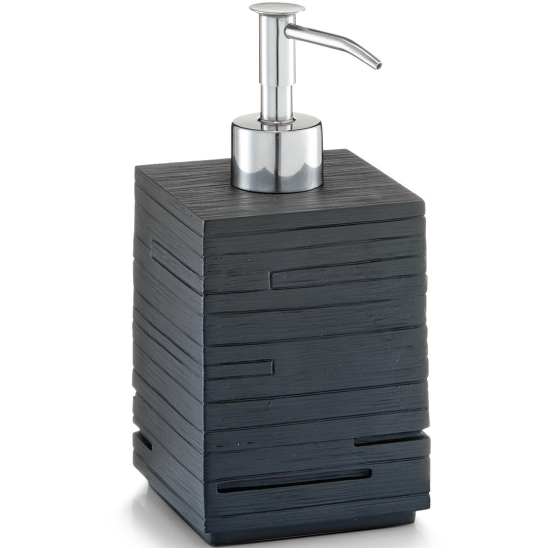 Zeeppompje/zeepdispenser - kunststeen - zwart leisteen - 8 x H16 -
