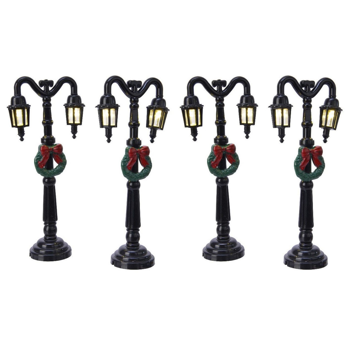 4x Kerstdorp onderdelen straatlantaarns 12,5 cm LED verlichting -