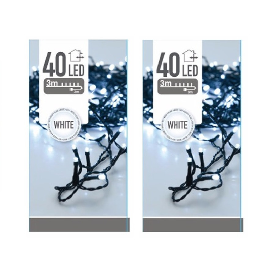 2x stuks kerstverlichting helder buiten 40 lampjes -