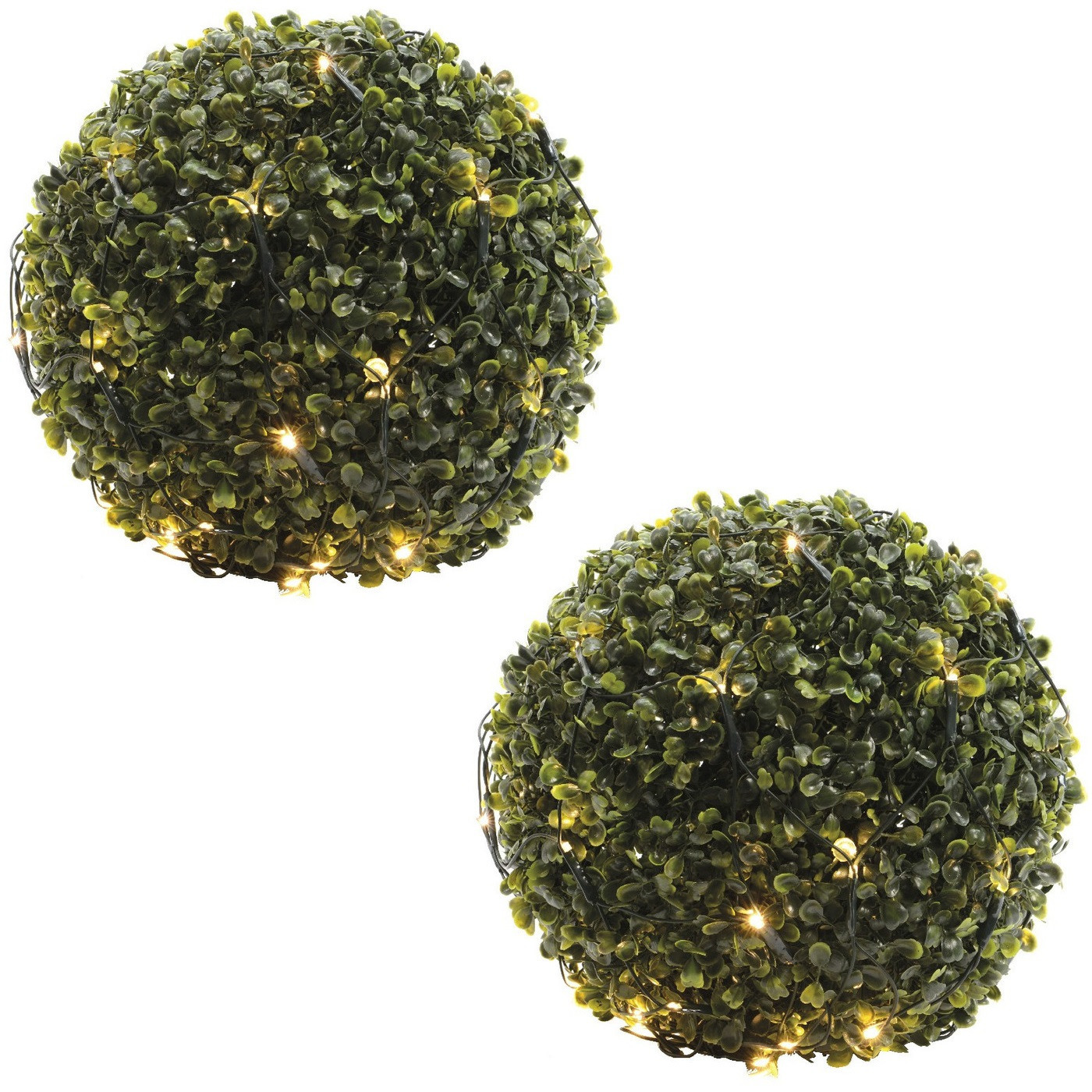 2x stuks buxus kerstverlichting lichtnetten warm wit 80 x 80 cm -
