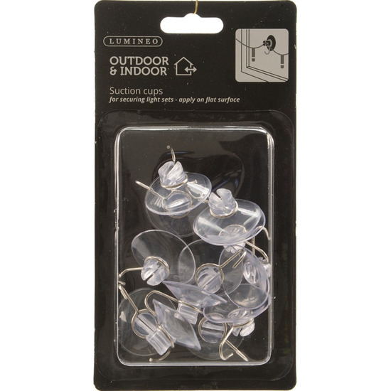 Lichtsnoer zuignappen - 12x - haakjes - 3,5 cm - kerstverlichting - bevestiging -