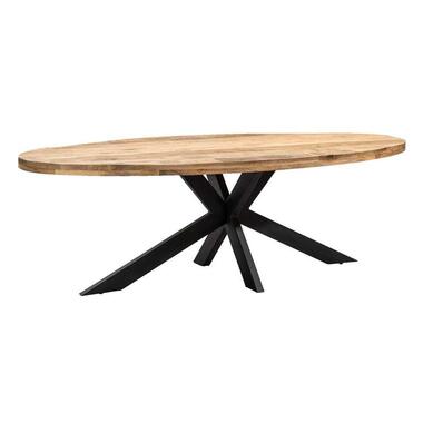 Eetkamertafel Trevor ovaal - bruin/zwart - 200x100 cm - Leen Bakker