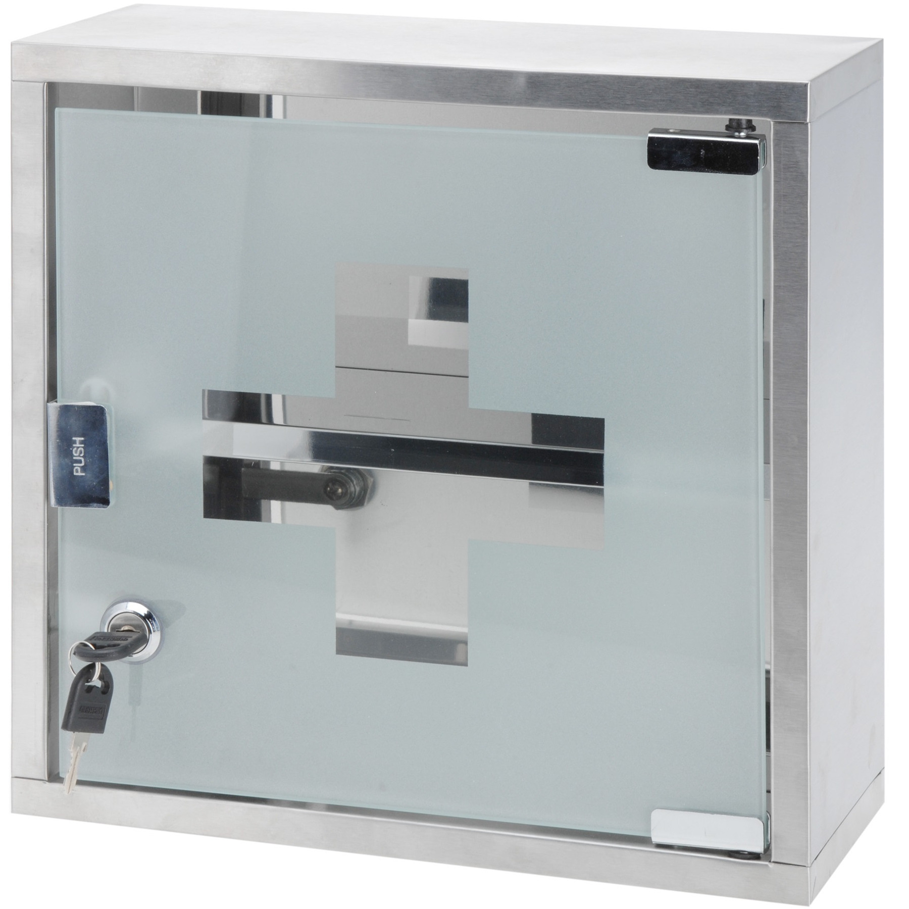 Medicijnkastje met glazen deur met slotje 30 x 12 cm -