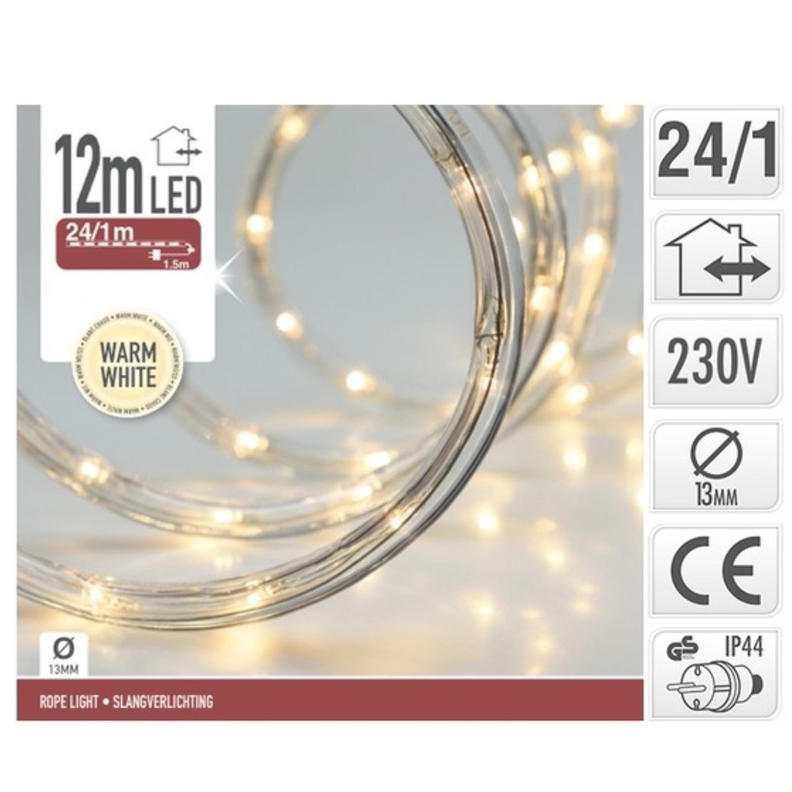 Kerstverlichting lichtslang warm wit buiten 12 meter -