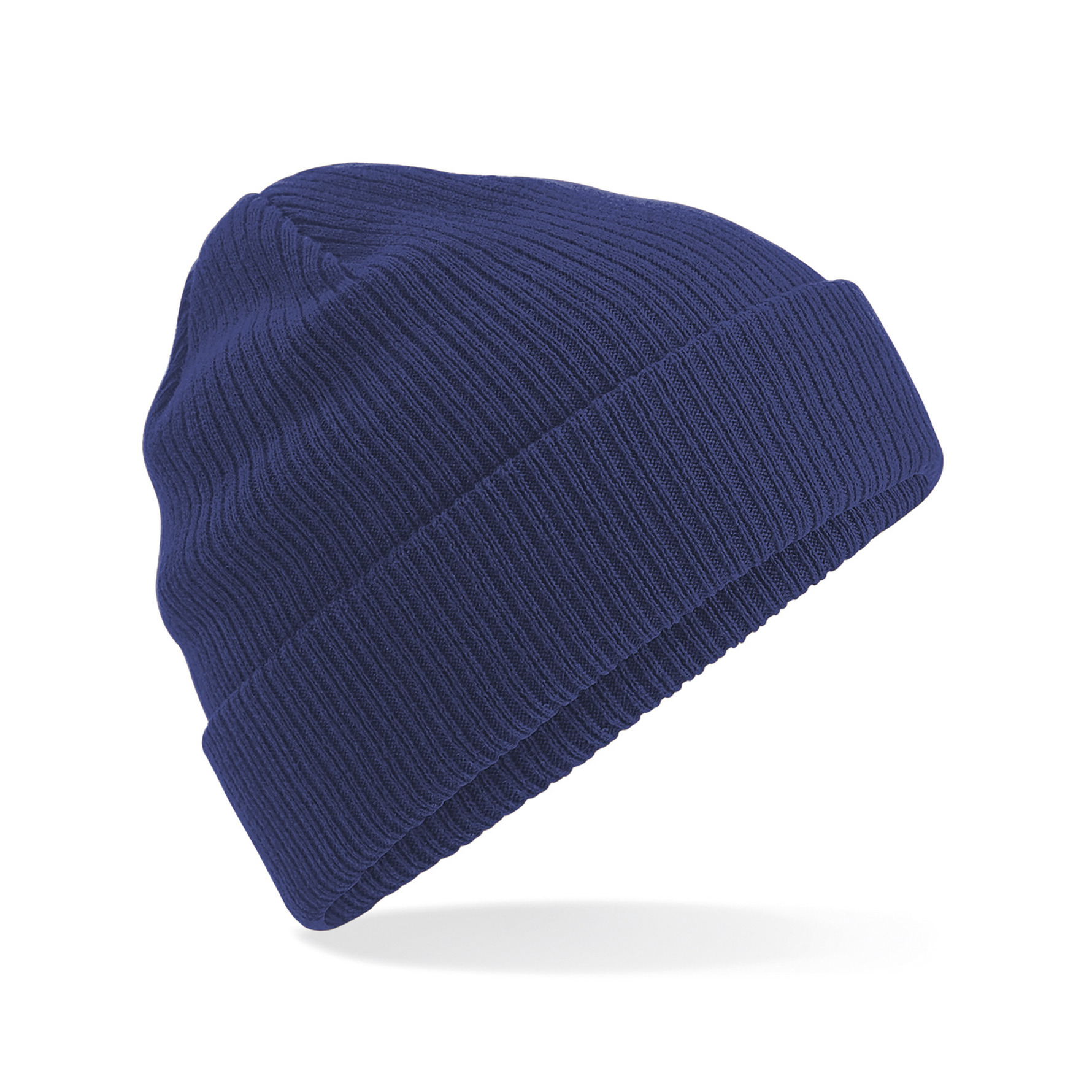 Beechfield Organic Beanie mwintermuts - donkerblauw - heren - 100% gebreid katoen - Biologisch One size -