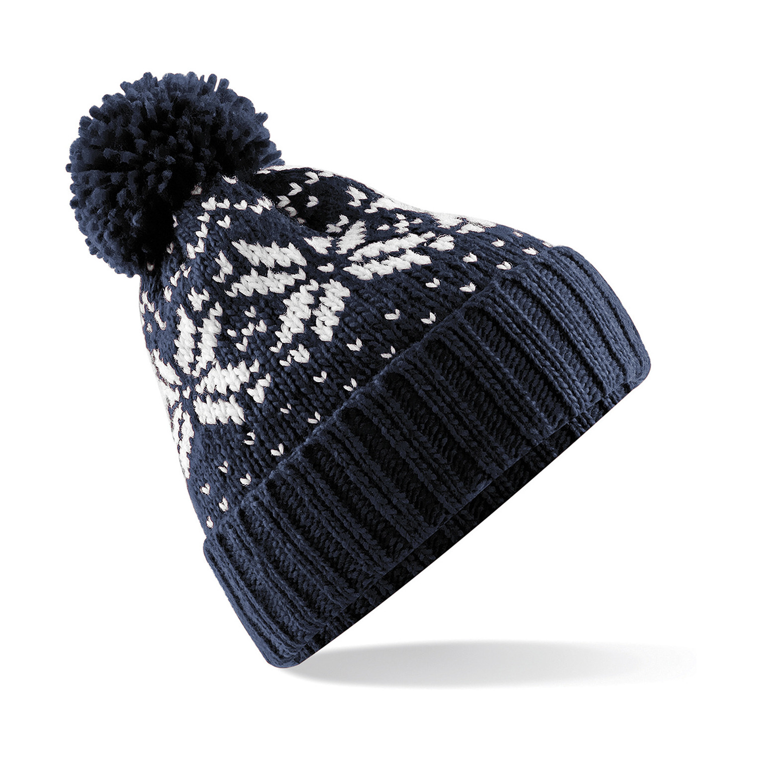 Beechfield Wintermuts Nordic - gebreide muts - blauw/wit - volwassenen - damesmutsen - herenmutsen One size -