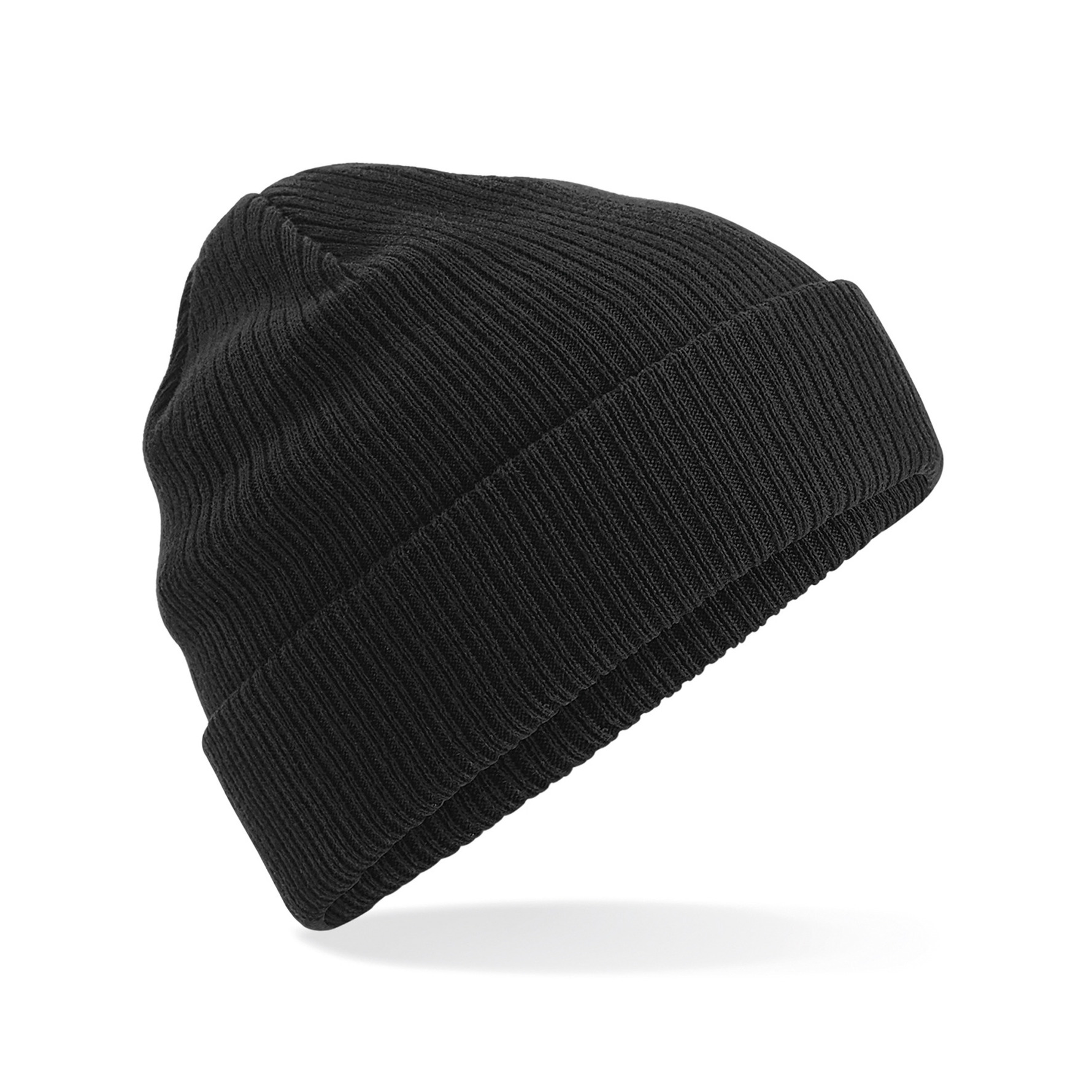 Beechfield Organic Beanie Commando wintermuts - zwart - heren - 100% gebreid katoen - Biologisch One size -