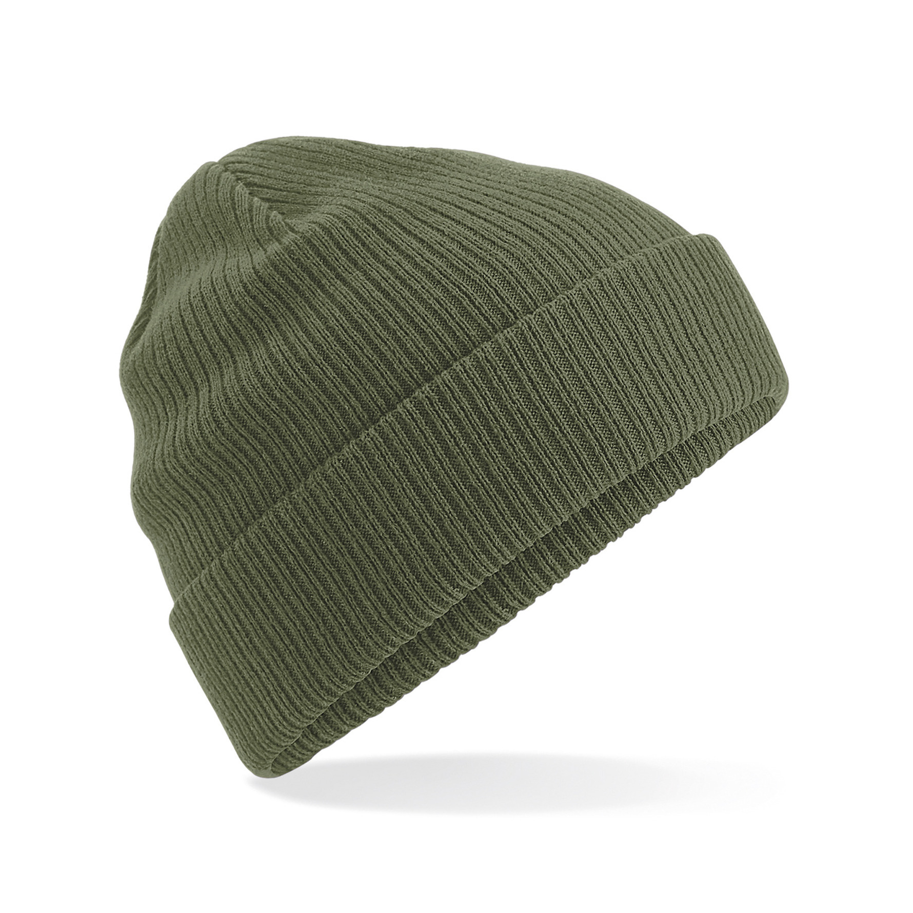 Beechfield Organic Beanie Commando wintermuts - army groen - heren - 100% gebreid katoen - Biologisc One size -