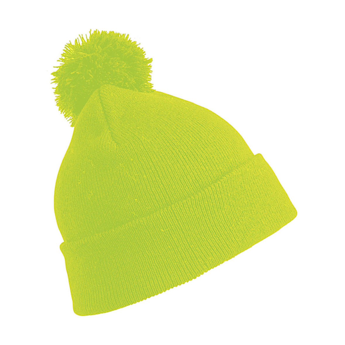 Trendy warme wintermuts in het fluor geel - met pom pom - voor kinderen -