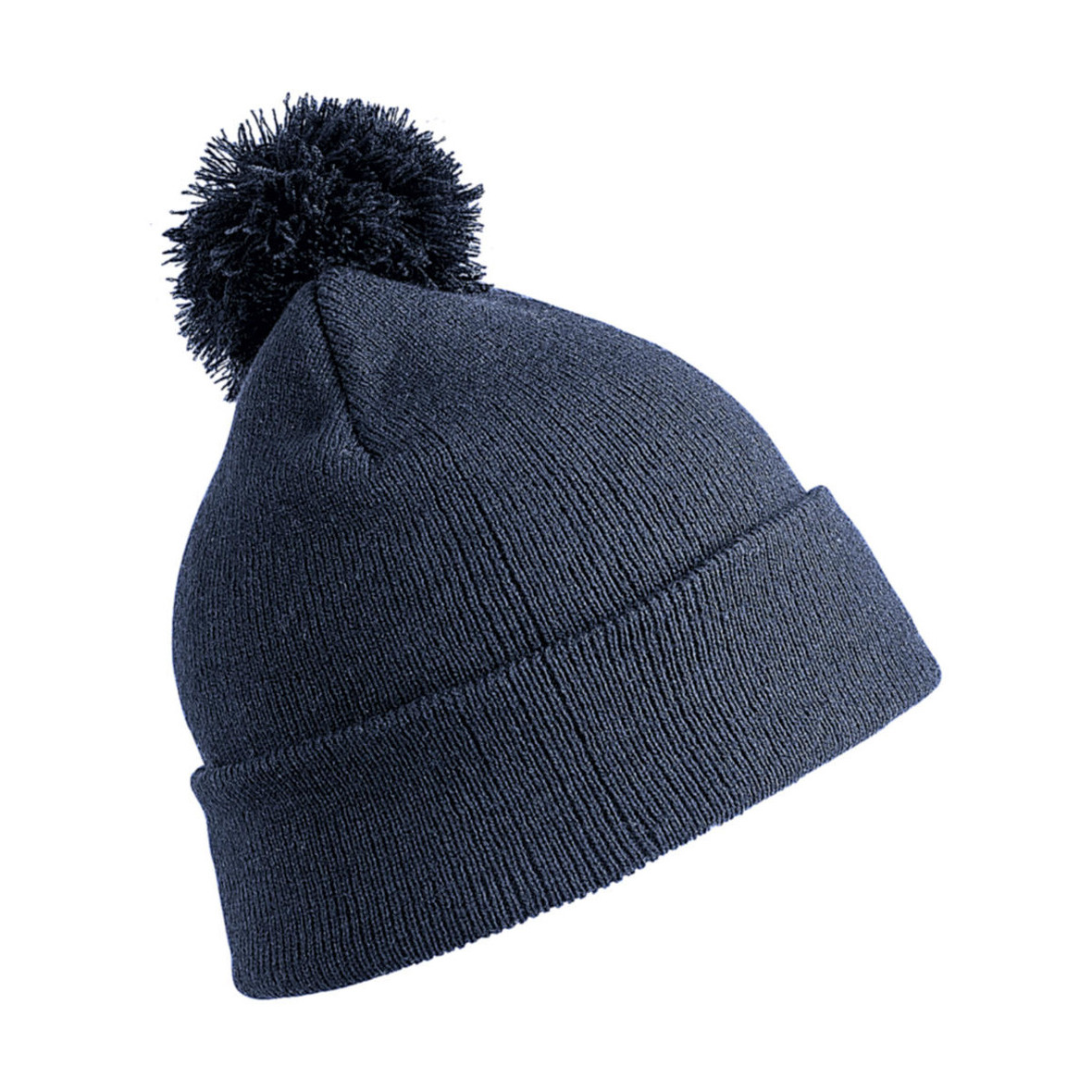 Warme wintermuts met pom pom voor volwassenen - Donkerblauw - Dames/heren - 100% acryl One size -