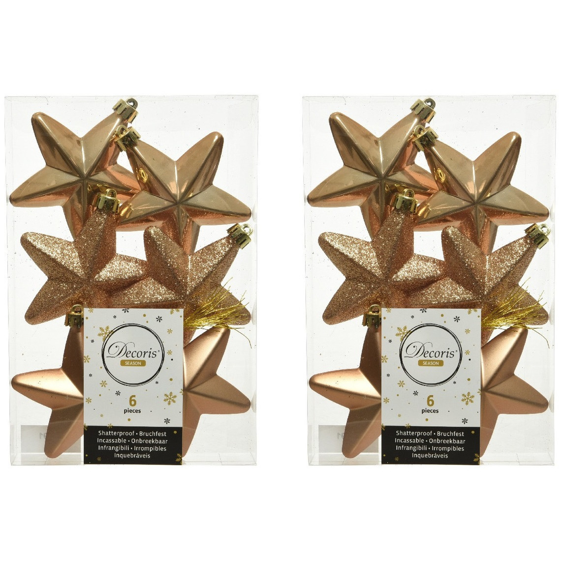 12x Camel bruine kunststof sterren kerstballen/ kersthangers 7 cm -