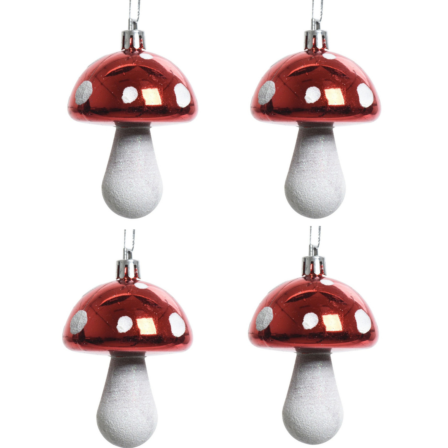 8x Kerstboomhangers rode paddenstoelen 7 cm kerstversiering -