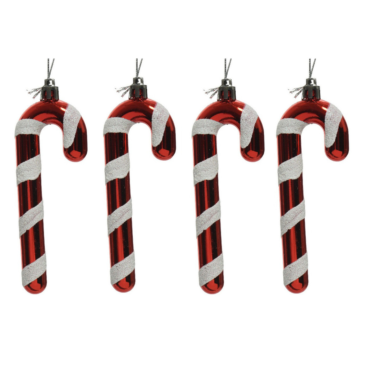 12x Kerstboomhangers rood/witte zuurstokken 12 cm kerstversiering -