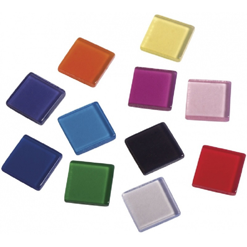 Mozaiek steentjes/tegeltjes - 1025x stuks - kleuren mix - 1 x 1 cm - Mozaieken maken - Kunststof -