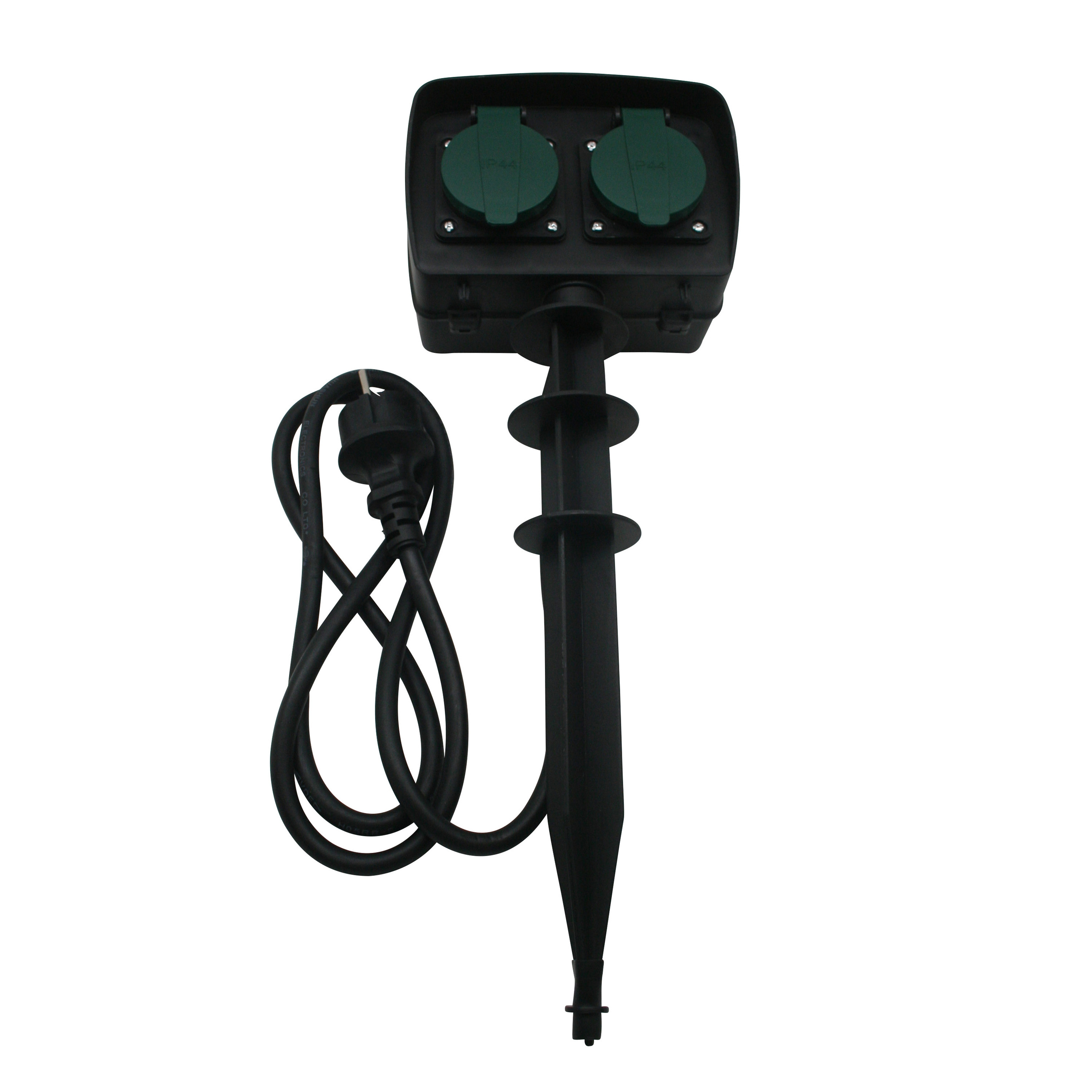 Tuinstekkerdoos / tuincontactdozen op spies met timer spatwaterdicht 1.5 meter -