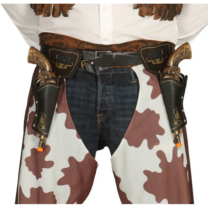 Dubbele revolver holsters inclusief pistolen 29 cm volwassenen -