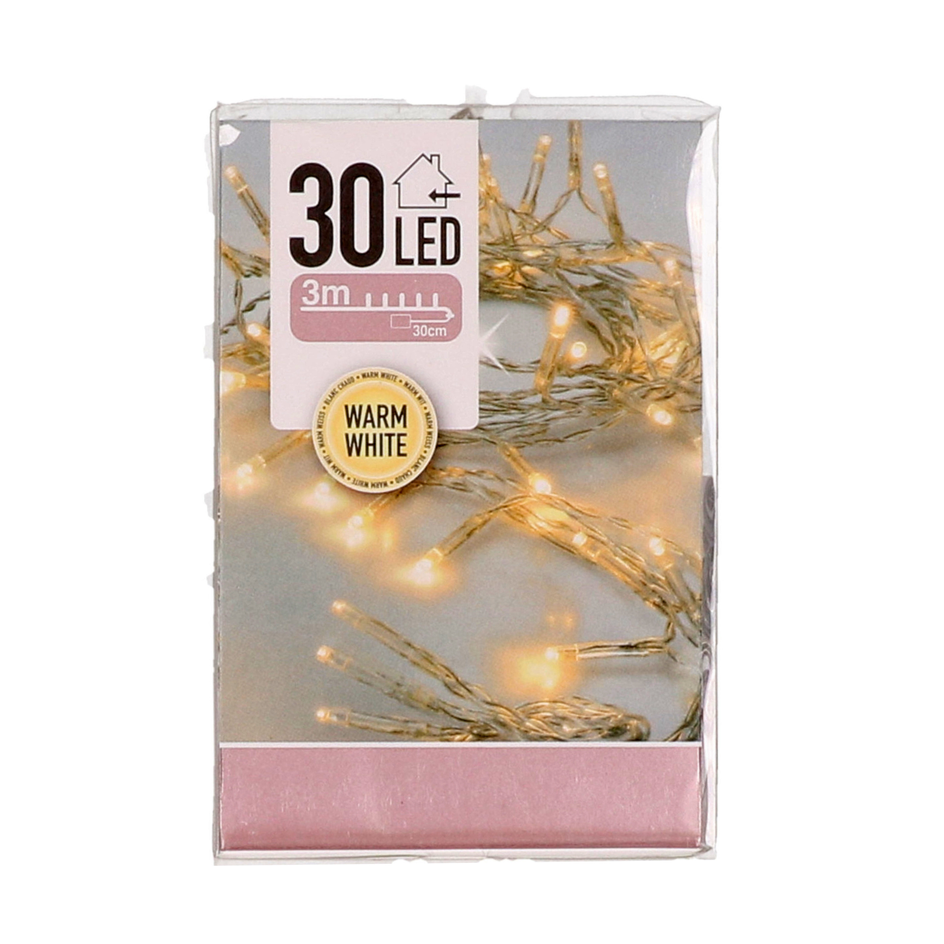 Kerstverlichting - op batterij - warm wit - 30 lampjes -