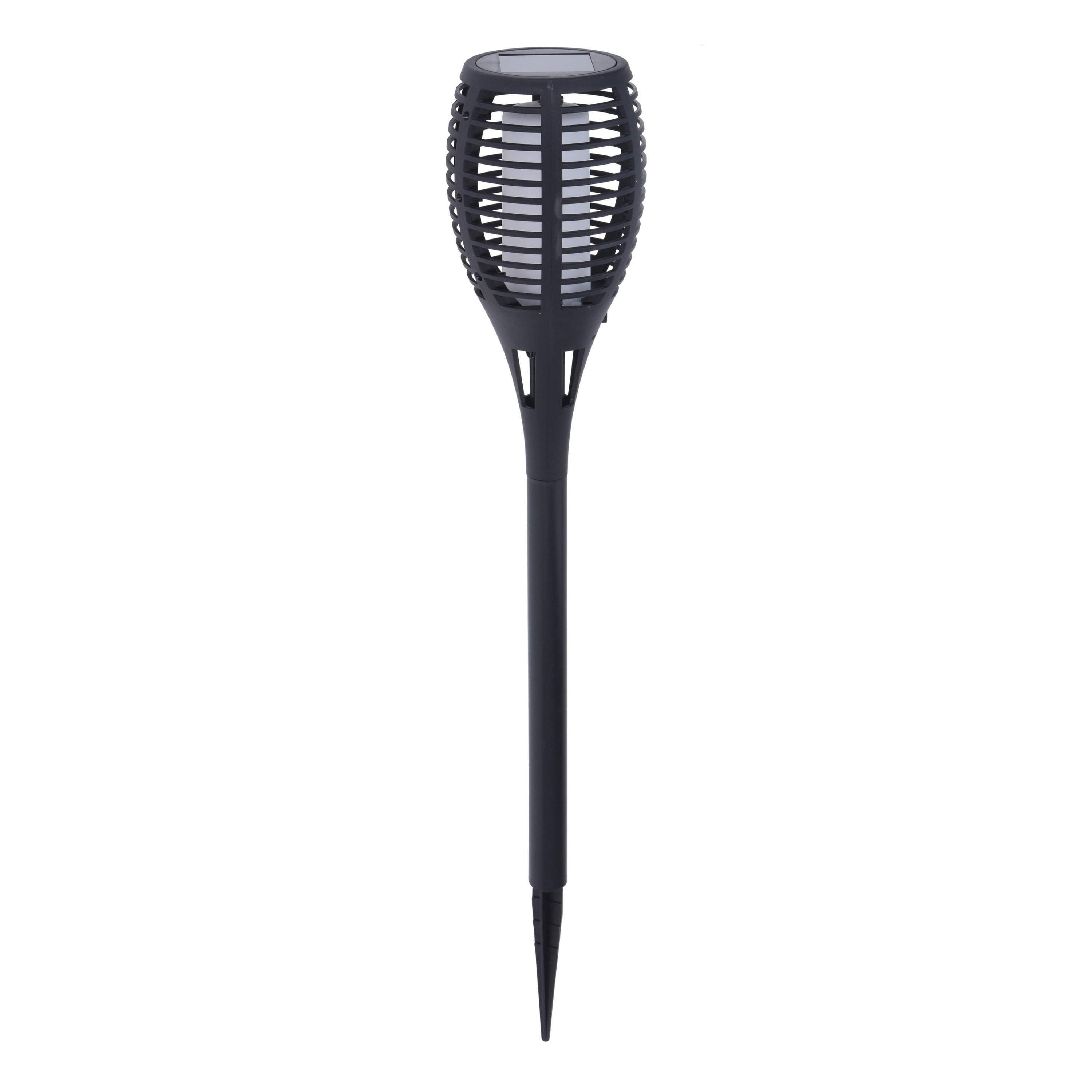 1x Solar fakkels/toortsen zwart met vlam effect op zonne-energie 49 cm tuinverlichting -