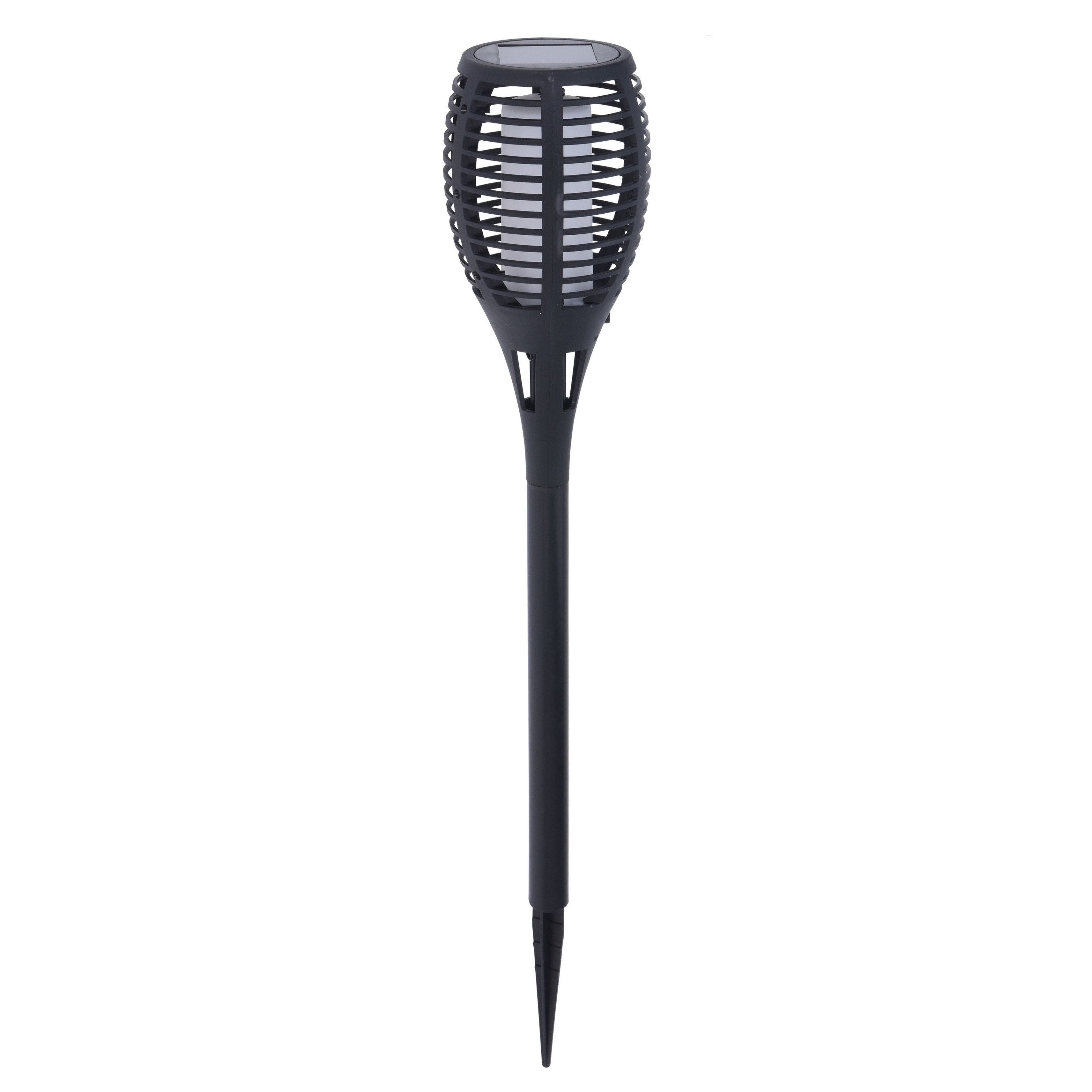 1x Solar fakkels/toortsen zwart met vlam effect op zonne-energie 62 cm tuinverlichting -