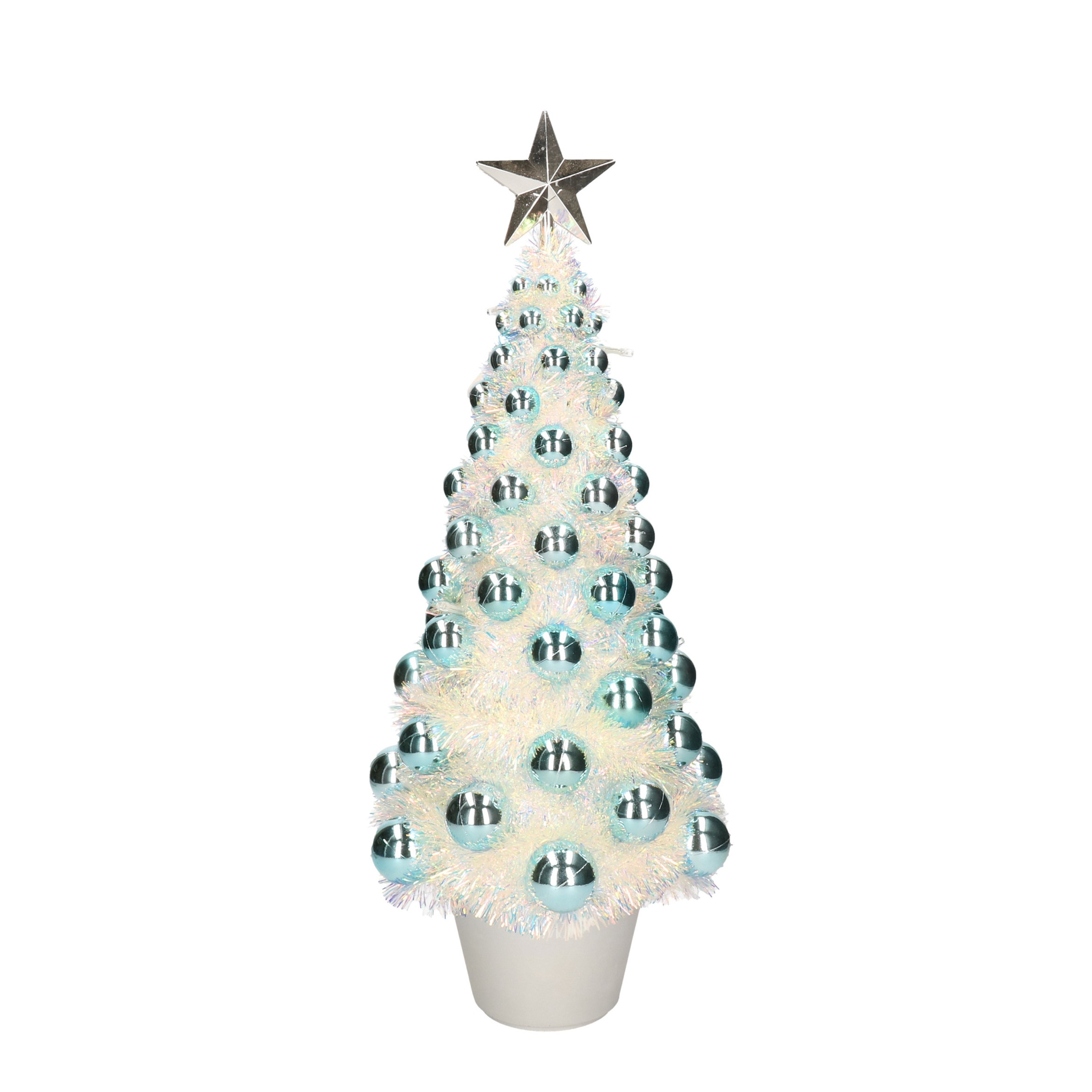 Complete mini kunst kerstboom / kunstboom blauw met lichtjes 50 cm -
