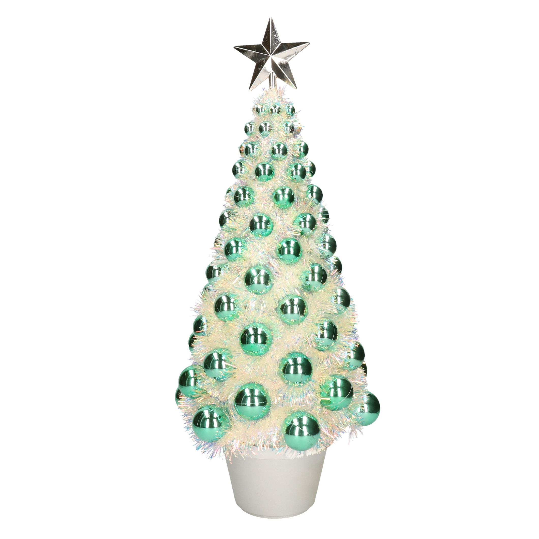 Complete mini kunst kerstboom / kunstboom groen met lichtjes 50 cm -
