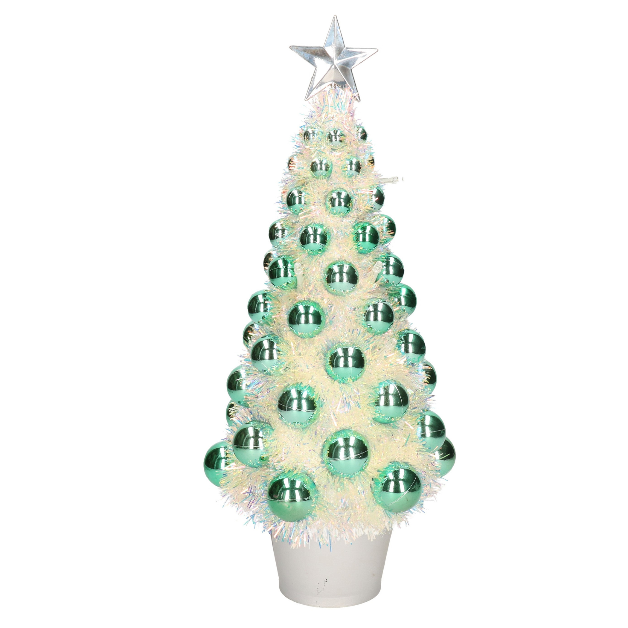 Complete mini kunst kerstboom / kunstboom groen met lichtjes 40 cm -