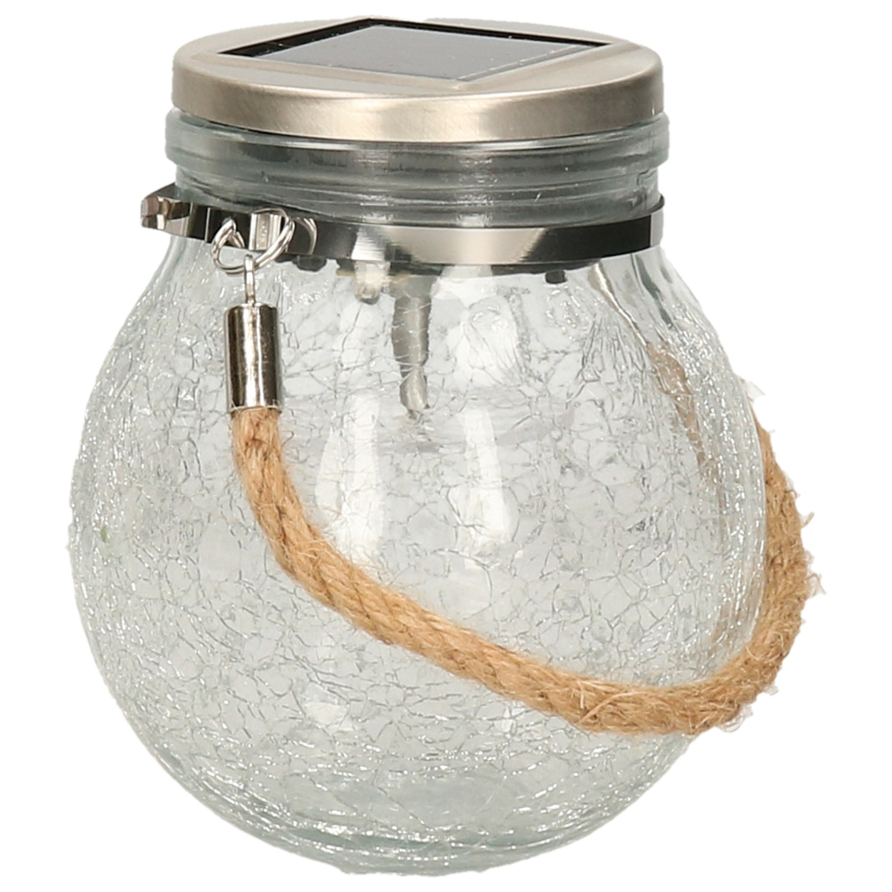 Tuinverlichting in glazen potje - solar - 14 cm - kleur veranderend -