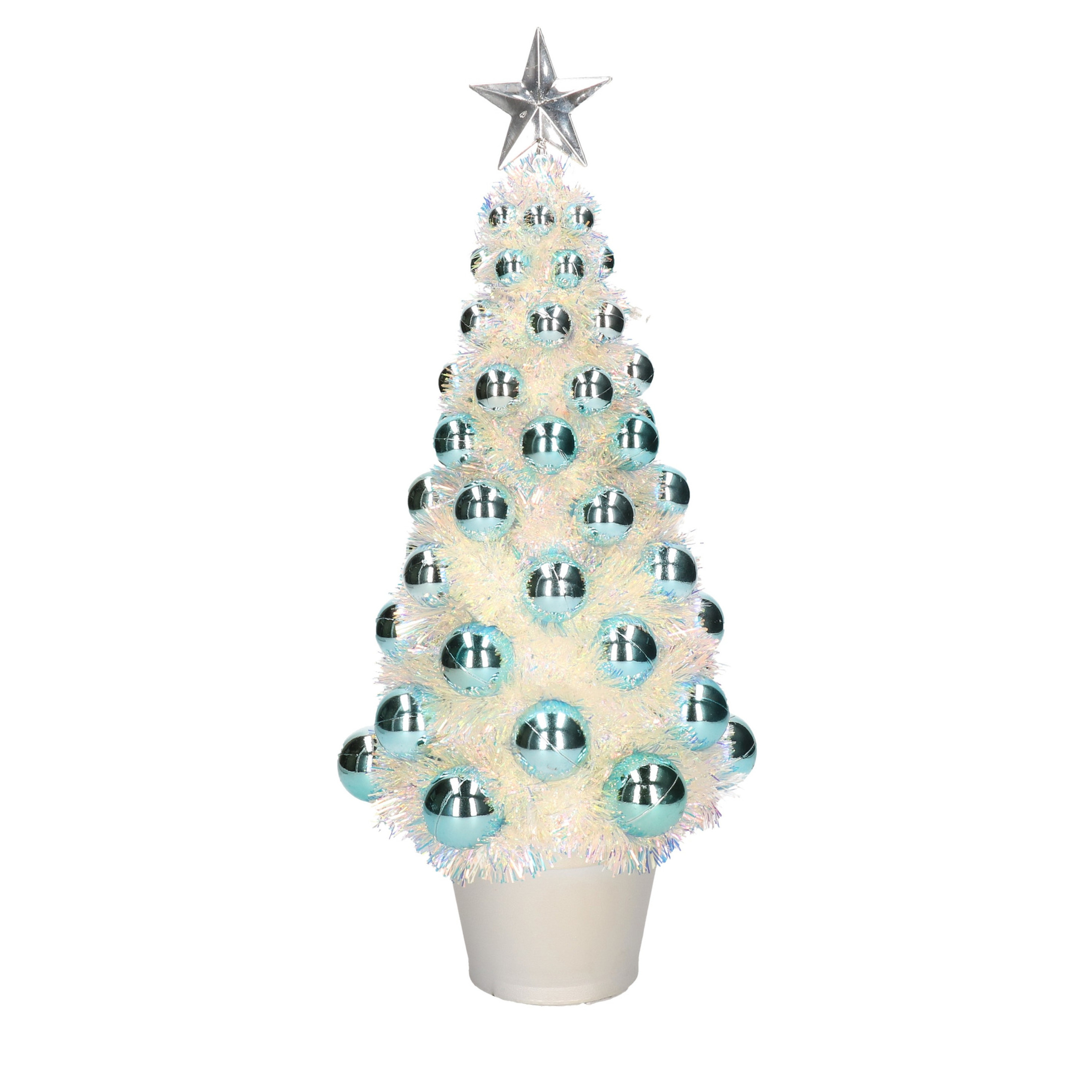 Complete mini kunst kerstboom / kunstboom blauw met lichtjes 40 cm -