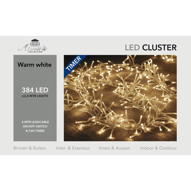 Clusterverlichting - 384 lampjes - warm wit - dimmer en timer - kerstverlichting -