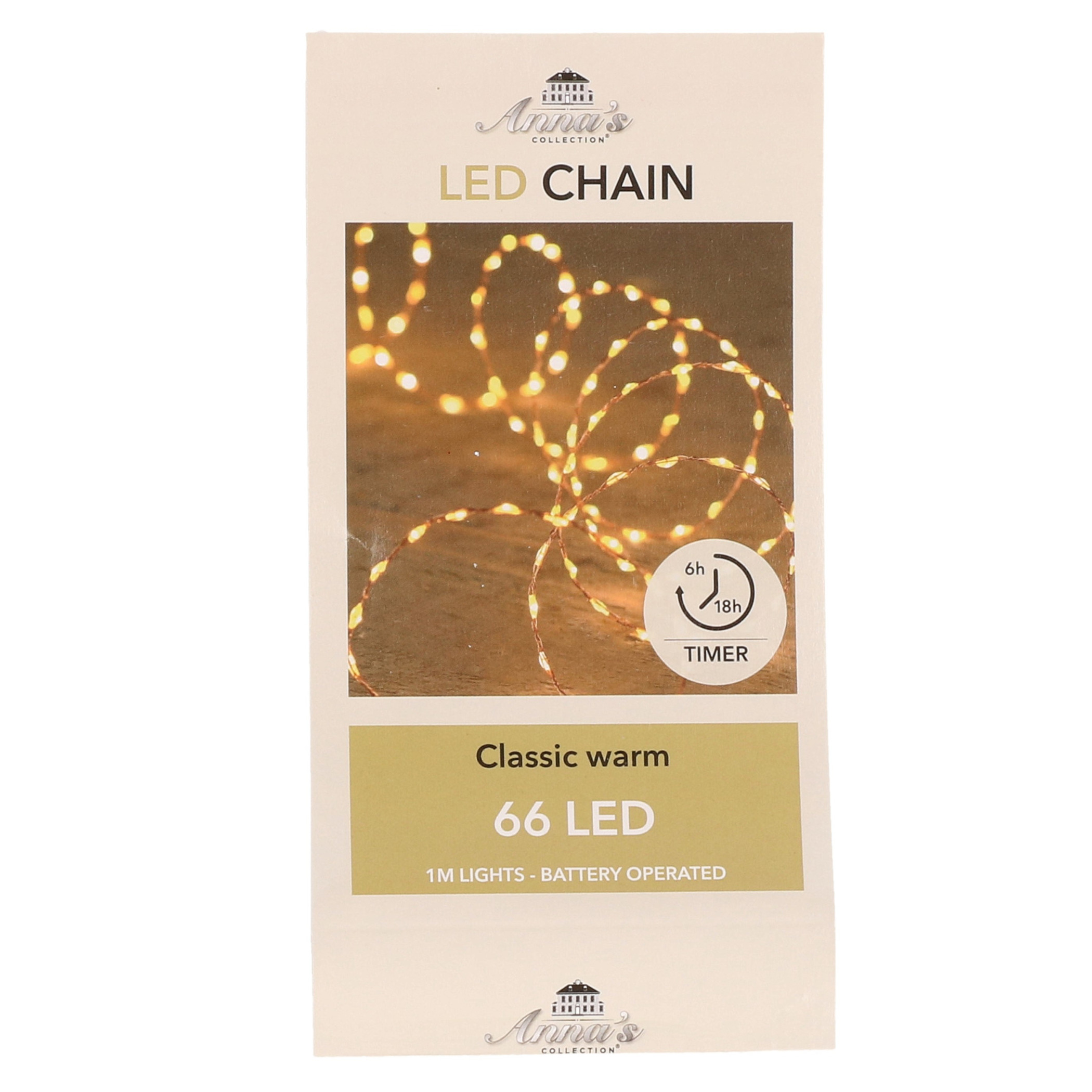 Draadverlichting - koper - 66 led lampjes - klassiek warm wit - 1 m - lichtsnoer -