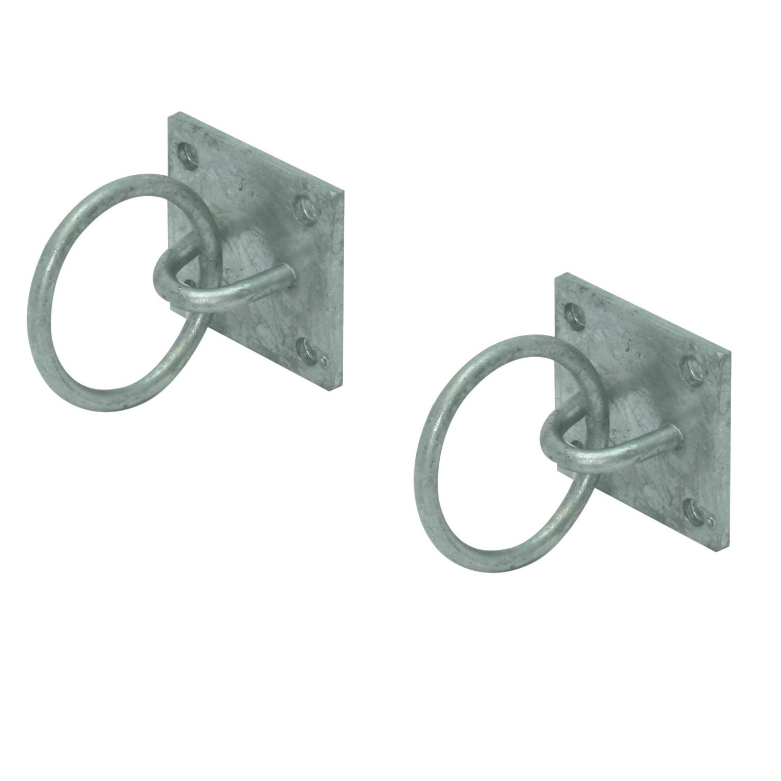 6x Aanlegringen / kettingringen op muurplaat staal verzinkt L6 x B6 x D5 cm -