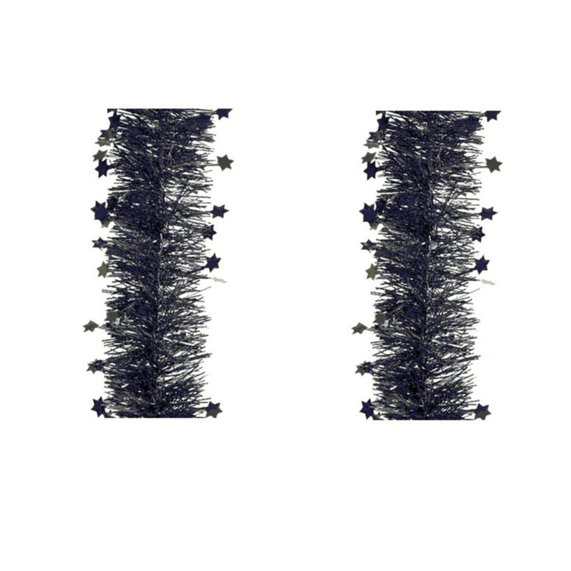 4x stuks zwarte sterren kerstslingers 10 cm breed x 270 cm kerstversiering -